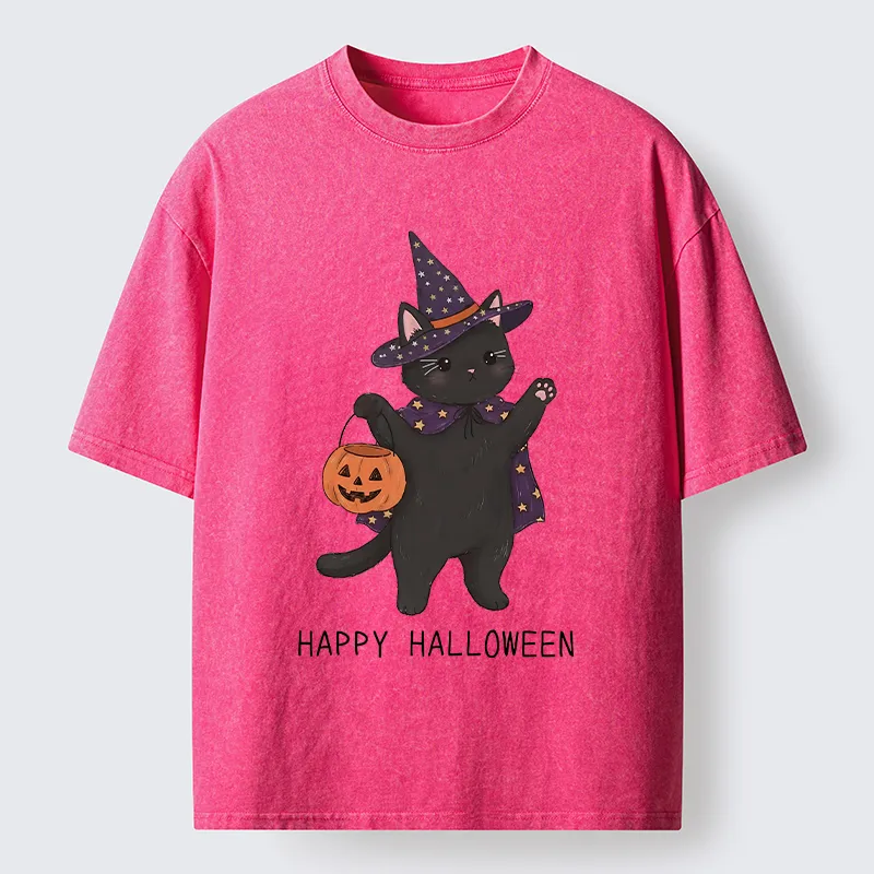 Tokyo‑Tiger Magic Cat Halloween Art Washed T‑Shirt