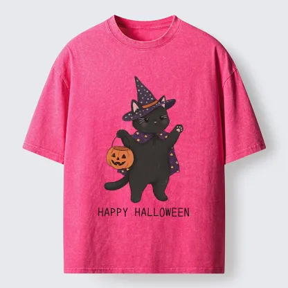 Tokyo‑Tiger Magic Cat Halloween Art Washed T‑Shirt