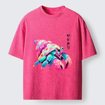 Tokyo‑Tiger Colorful Hermit Crab Washed T‑Shirt