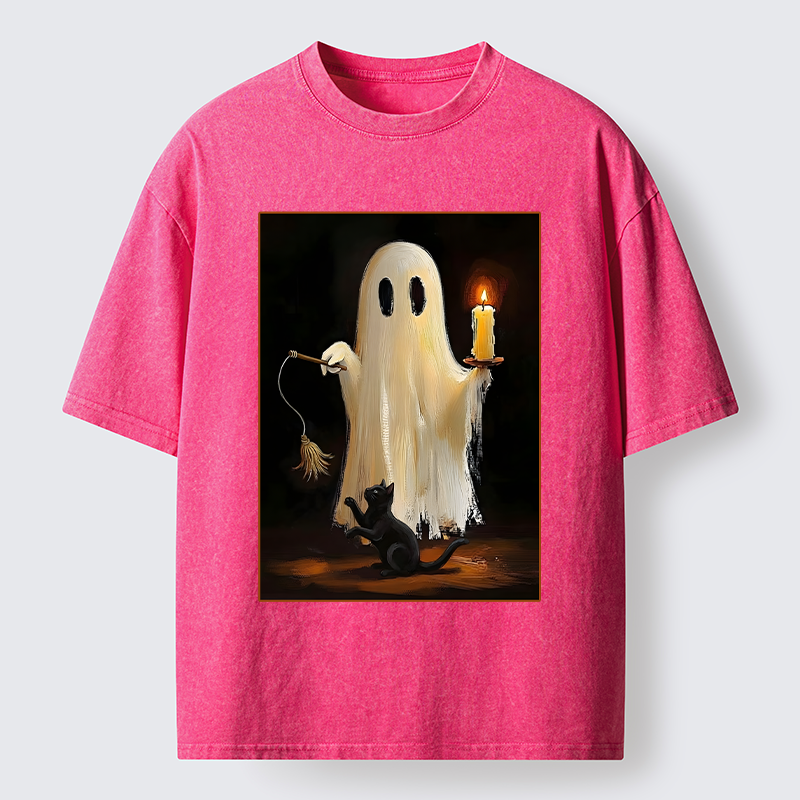 Tokyo‑Tiger Ghost Cat Halloween Art Washed T‑Shirt
