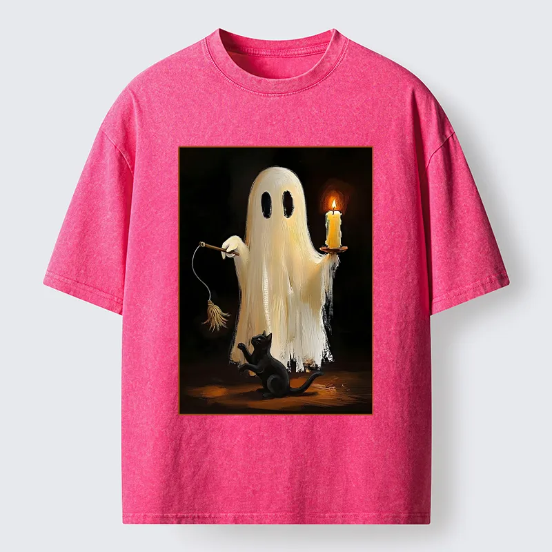 Tokyo‑Tiger Ghost Cat Halloween Art Washed T‑Shirt