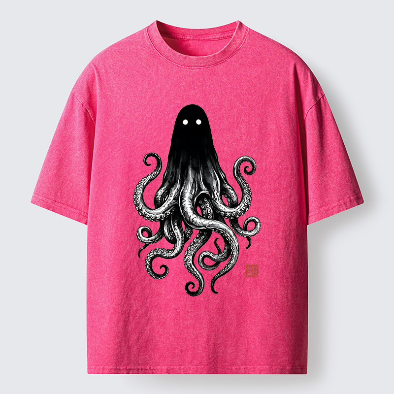 Tokyo‑Tiger Spooky Ghost Octopus Washed T‑Shirt