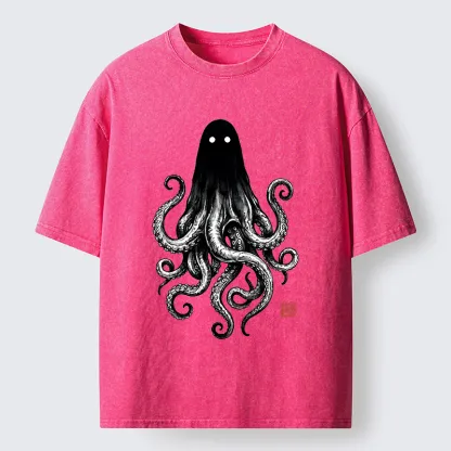Tokyo‑Tiger Spooky Ghost Octopus Washed T‑Shirt