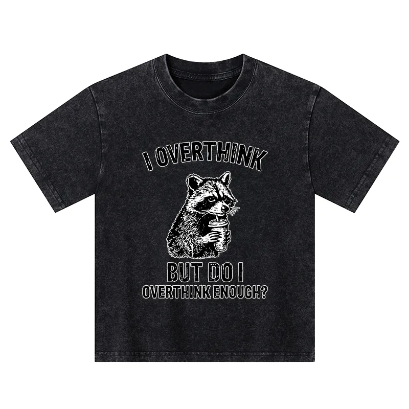 Tokyo-Tiger Constant Overthinking Kids Washed T-Shirt