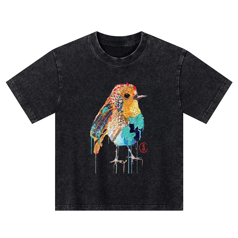 Tokyo-Tiger Sparkly Wild Bird Kids Washed T-Shirt