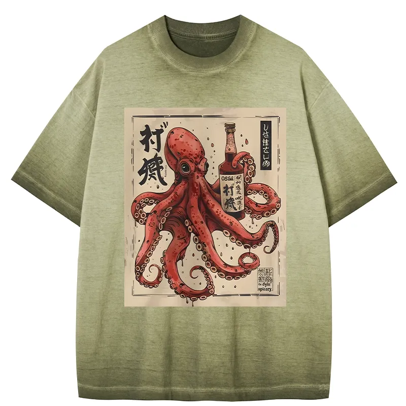 Tokyo-Tiger Osaka Saké Octopus Gradient Washed T-Shirt Sale