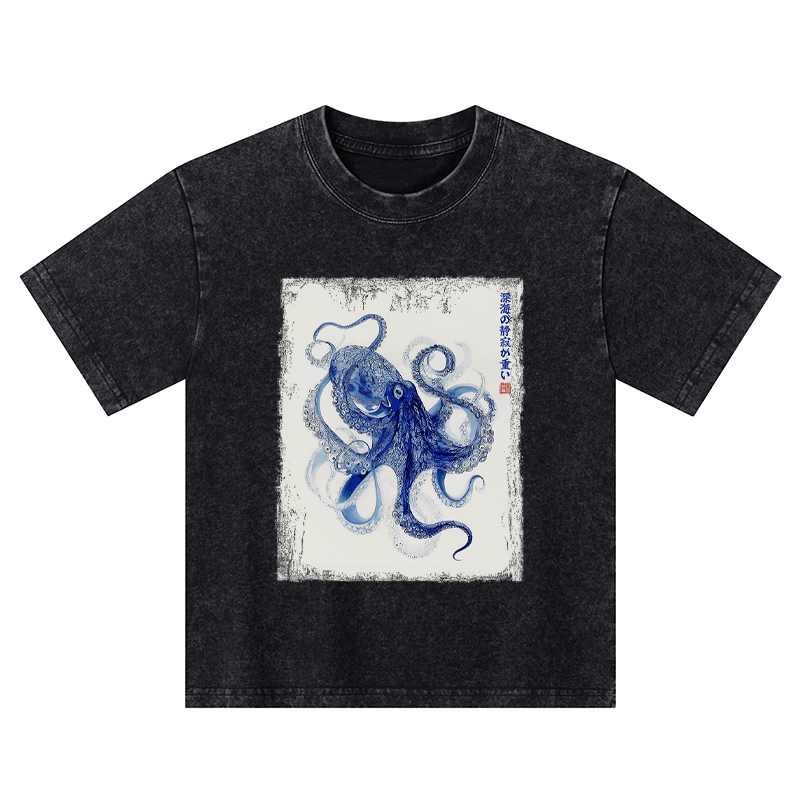 Tokyo-Tiger In The Deep: The Octopus’s Journey Kids Washed T-Shirt