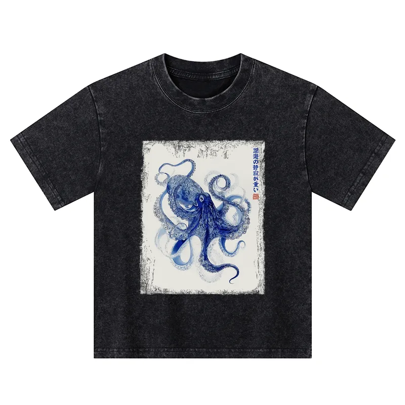 Tokyo-Tiger In The Deep: The Octopus’s Journey Kids Washed T-Shirt