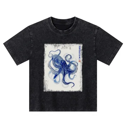 Tokyo-Tiger In The Deep: The Octopus’s Journey Kids Washed T-Shirt