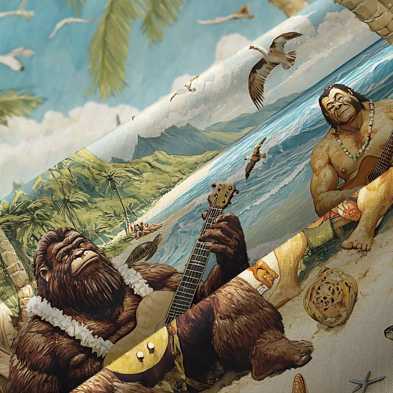 Tokyo-Tiger Funny Bigfoot Playing Guitar Aloha Hawaiian Shirt