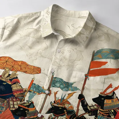 Tokyo-Tiger Marching Rat Samurai Button-up Shirt