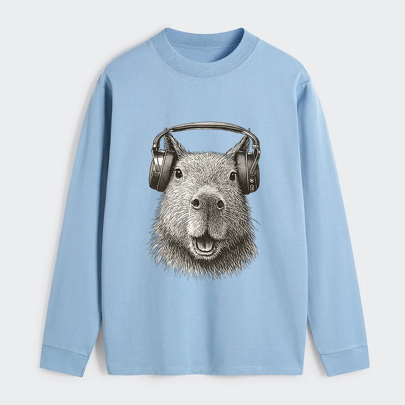 Tokyo-Tiger Capybara Listening To Music Classic Long Sleeve T-Shirt