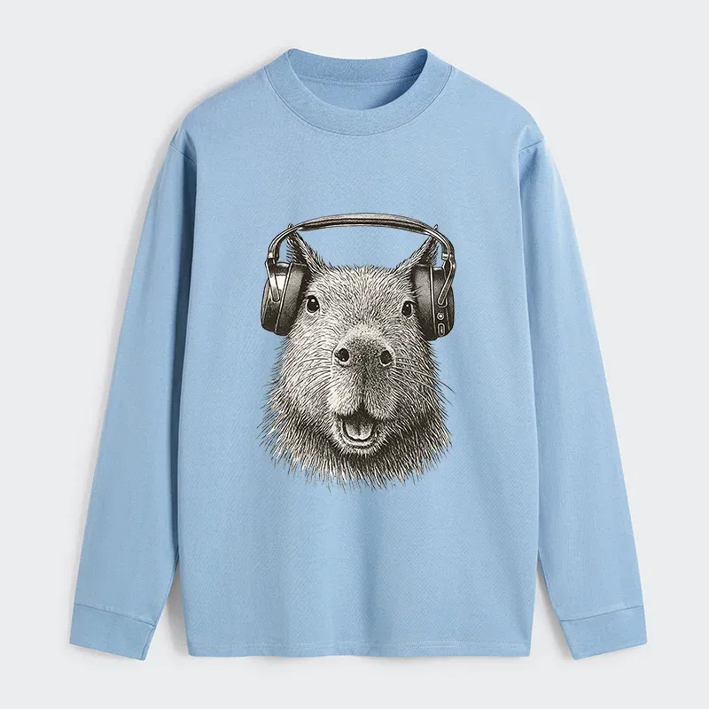 Tokyo-Tiger Capybara Listening To Music Classic Long Sleeve T-Shirt