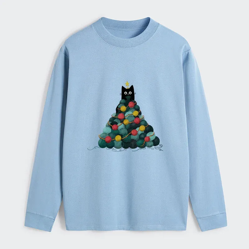 Tokyo-Tiger Yarn Christmas Tree Cat Classic Long Sleeve T-Shirt
