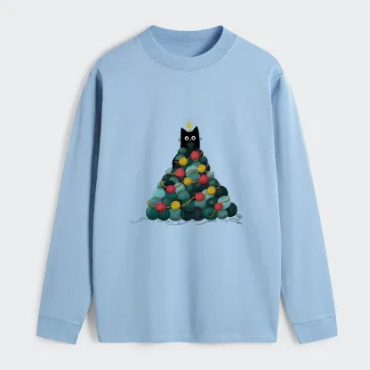 Tokyo-Tiger Yarn Christmas Tree Cat Classic Long Sleeve T-Shirt