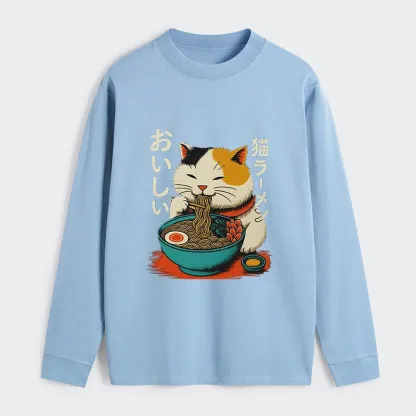 Tokyo-Tiger Cute Eat Eating Japanese Ramen Classic Long Sleeve T-Shirt