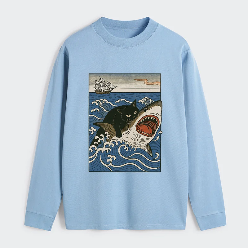 Tokyo-Tiger Cat Hunting Shark Classic Long Sleeve T-Shirt