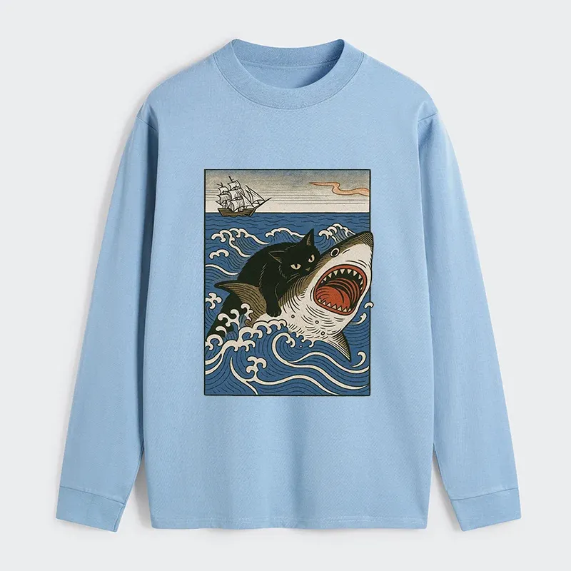 Tokyo-Tiger Cat Hunting Shark Classic Long Sleeve T-Shirt