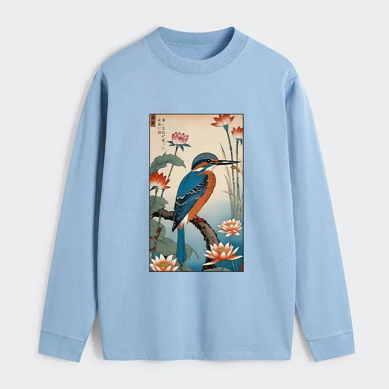 Tokyo-Tiger Ukiyo-e Kingfisher Classic Long Sleeve T-Shirt