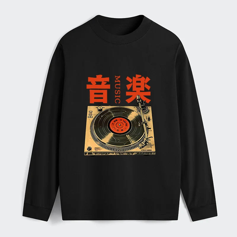 Tokyo-Tiger Retro Music Record Player Classic Long Sleeve T-Shirt