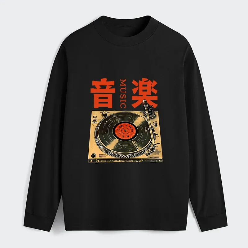Tokyo-Tiger Retro Music Record Player Classic Long Sleeve T-Shirt Sale
