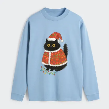 Tokyo-Tiger Cat Wearing Santa Hat Classic Long Sleeve T-Shirt