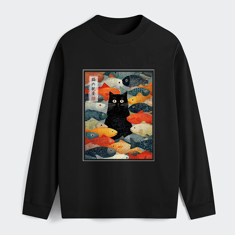 Tokyo-Tiger The Cat's Feast of Fish Classic Long Sleeve T-Shirt