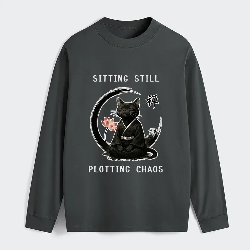 Tokyo-Tiger Sitting Still Plotting Chaos Calming Zen Cat Funny Classic Long Sleeve T-Shirt Sale