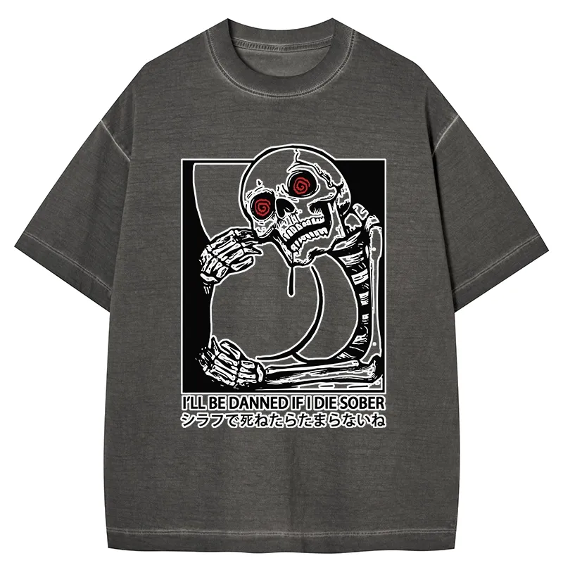 Tokyo-Tiger I'll Be Danned If I Die Sober Gradient Washed T-Shirt