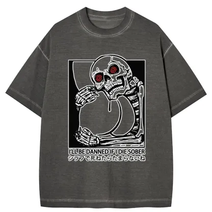 Tokyo-Tiger I'll Be Danned If I Die Sober Gradient Washed T-Shirt