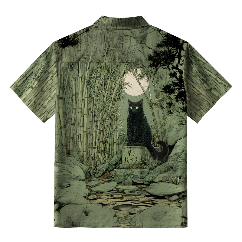 Tokyo-Tiger Cat Under The Moon Aloha Hawaiian Shirt