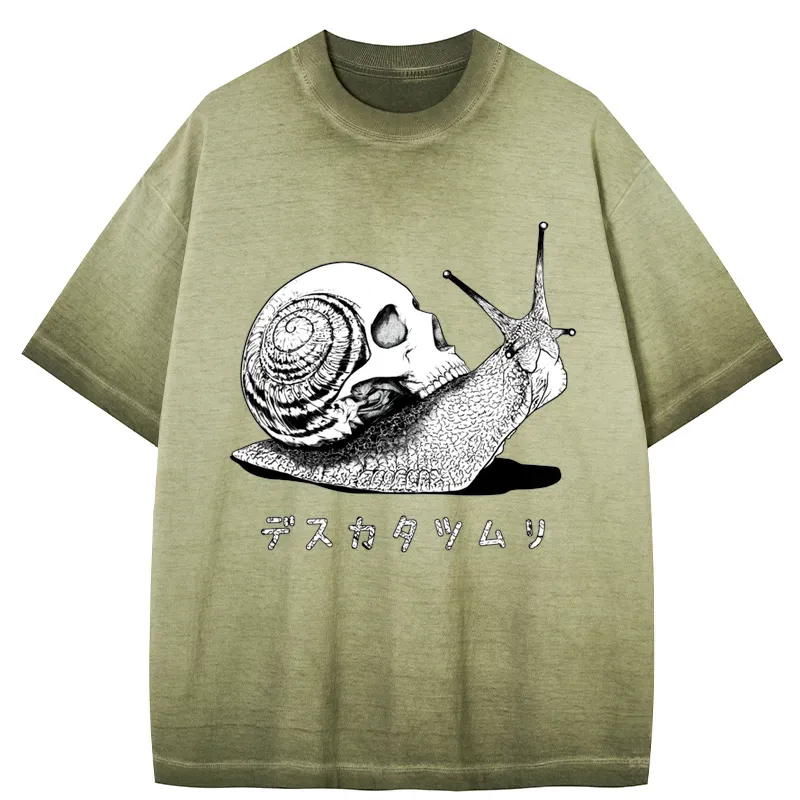 Tokyo-Tiger Death Snail Manga Gradient Washed T-Shirt