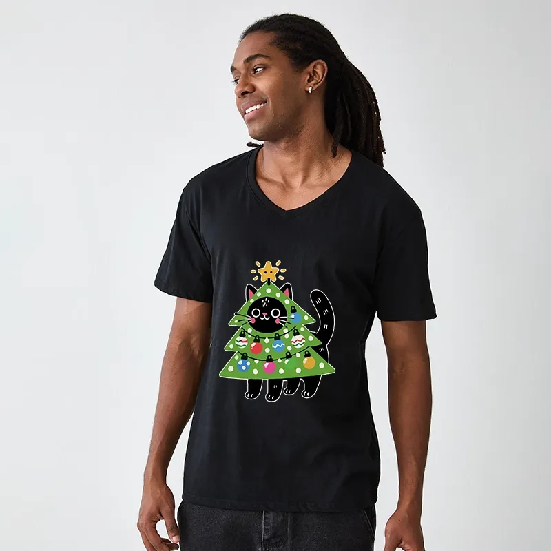 Tokyo-Tiger Christmas Tree Cat V-Neck Classic T-Shirt