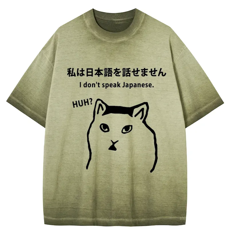 Tokyo-Tiger I Don't Speak Japanese Gradient Washed T-Shirt