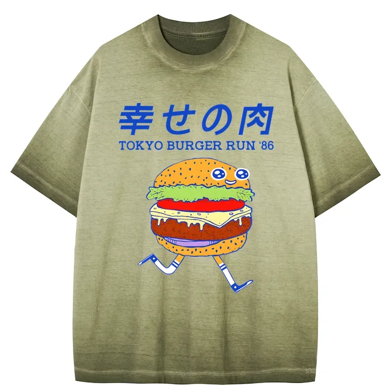 Tokyo-Tiger Tokyo Burger Run Japanese Gradient Washed T-Shirt