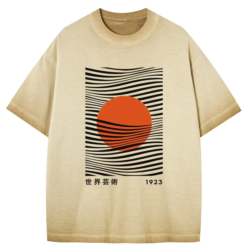 Tokyo-Tiger Minimalist Art Sun Gradient Washed T-Shirt