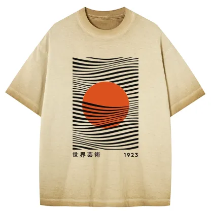 Tokyo-Tiger Minimalist Art Sun Gradient Washed T-Shirt