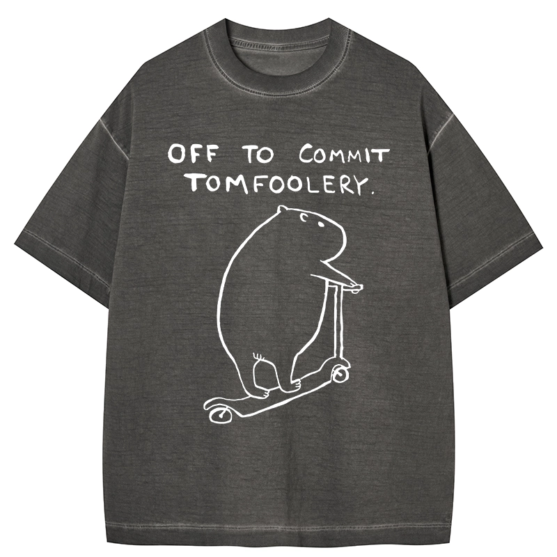 Tokyo-Tiger Capybara Is Ready To Do Something Bad Gradient Washed T-Shirt