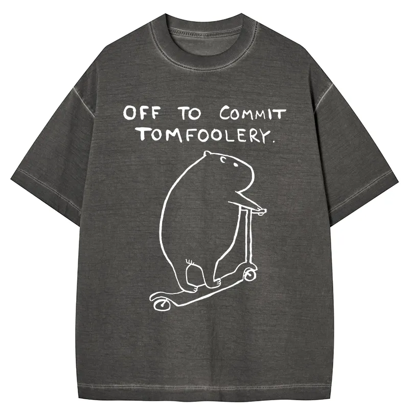 Tokyo-Tiger Capybara Is Ready To Do Something Bad Gradient Washed T-Shirt