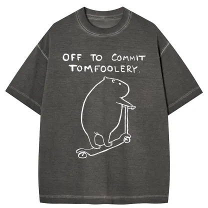 Tokyo-Tiger Capybara Is Ready To Do Something Bad Gradient Washed T-Shirt