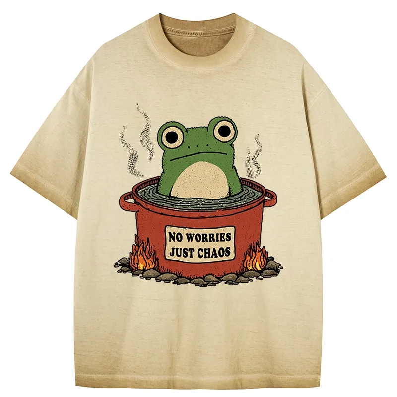 Tokyo-Tiger Frog：No Worries，Just Chaos Gradient Washed T-Shirt