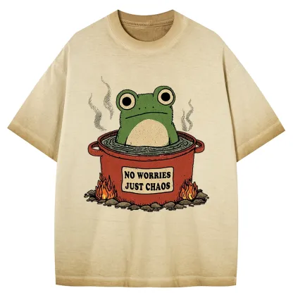 Tokyo-Tiger Frog：No Worries，Just Chaos Gradient Washed T-Shirt