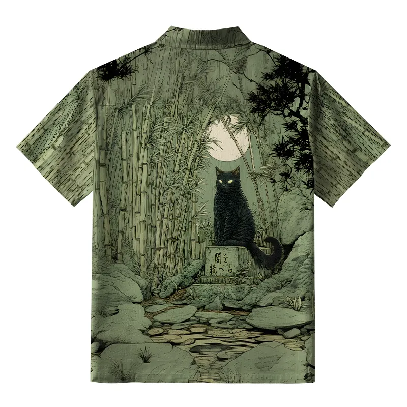 Tokyo-Tiger Cat Under The Moon Aloha Hawaiian Shirt