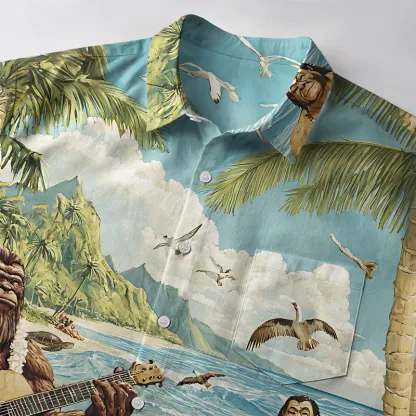 Tokyo-Tiger Funny Bigfoot Playing Guitar Button-up Shirt