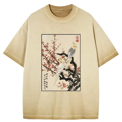 Tokyo-Tiger Whispers of Silent Blossoms Gradient Washed T-Shirt