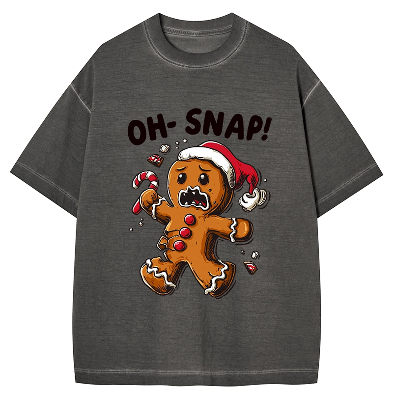 Tokyo-Tiger Oh Snap The Gingerbread Man's Christmas Chaos Gradient Washed T-Shirt