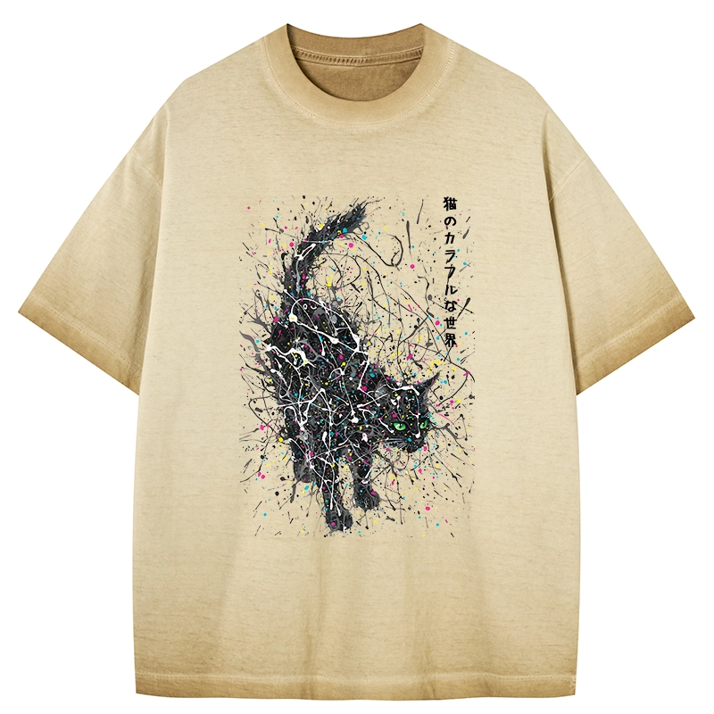 Tokyo-Tiger In The Spectrum Of Cats Gradient Washed T-Shirt