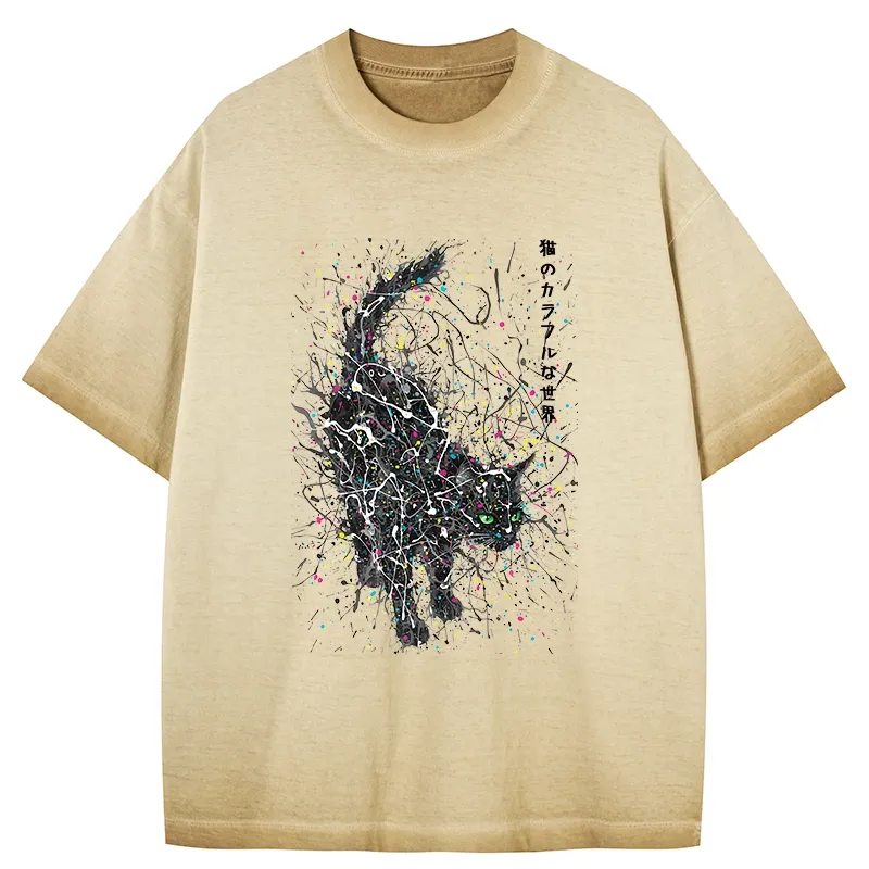 Tokyo-Tiger In The Spectrum Of Cats Gradient Washed T-Shirt