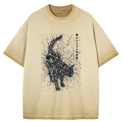 Tokyo-Tiger In The Spectrum Of Cats Gradient Washed T-Shirt