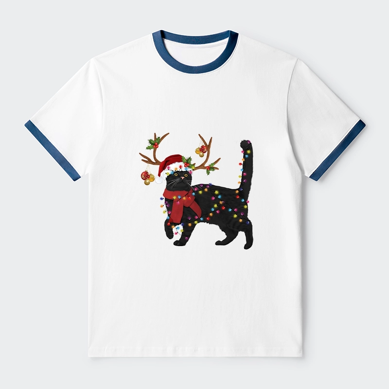 Tokyo-Tiger Christmas Black Cat Trim T-Shirt